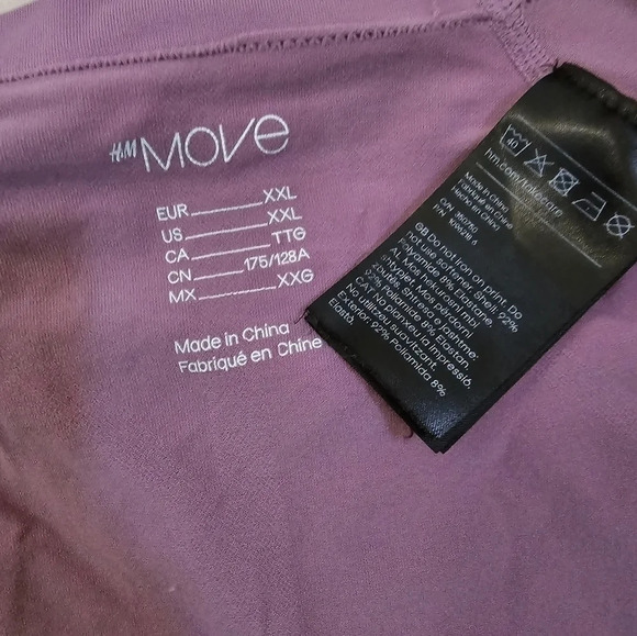 H&M seamless base layer sz XL purple shirt leggings 2 PC set for winter - Picture 3 of 4